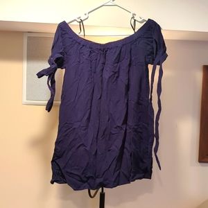 Off Shoulder navy blue shift dress